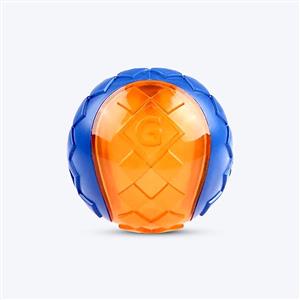 GiGwi Ball Squeaker Dog Chew Toy - solid/transparent - Blue/Orange