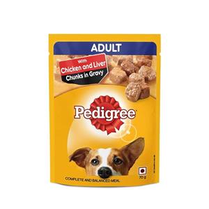 Pedigree Chicken and Liver Chunks In Gravy Adult Wet Dog Food 70g pack