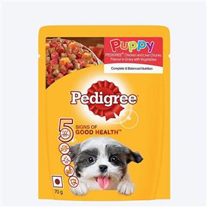 Pedigree Chicken & Liver Chunks in Gravy with Vegetables Wet Puppy Food - 70 g packs