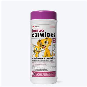 Petkin Jumbo Earwipes for Dogs and Cats - 80 wipes